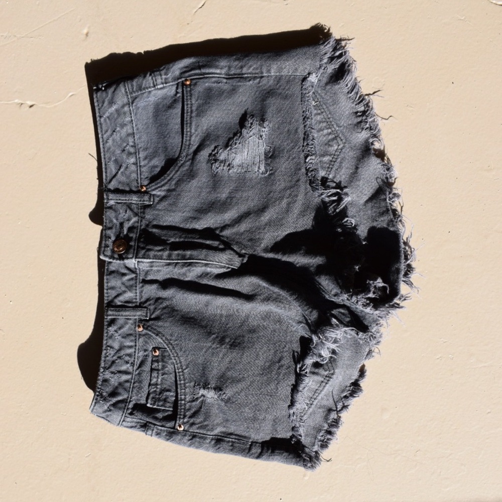 High Waisted Black Jean Shorts